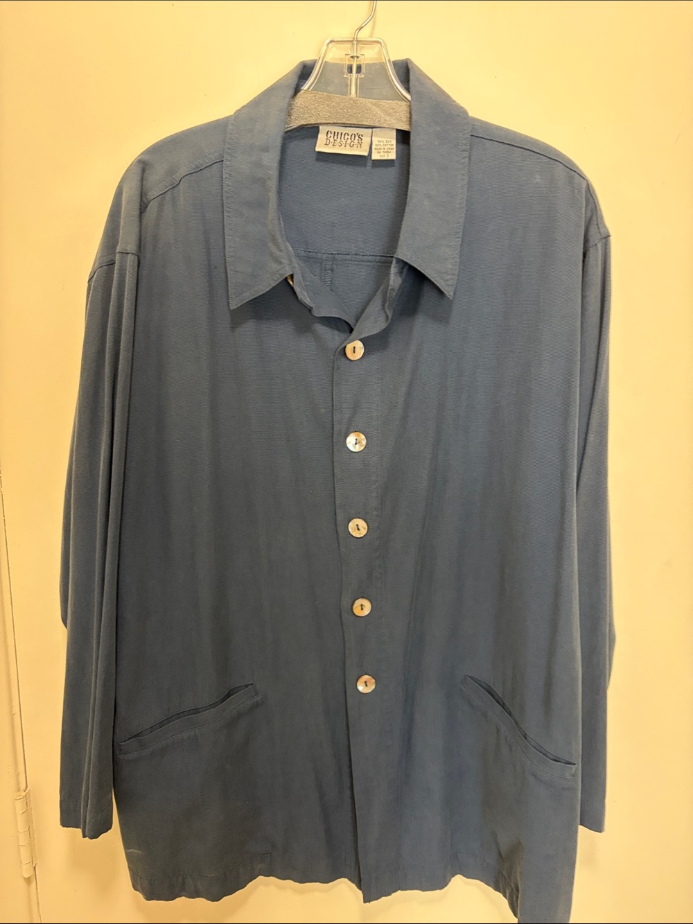 Chico's Soft Blue Lightweight Men's Button-Front Shirt Jacket